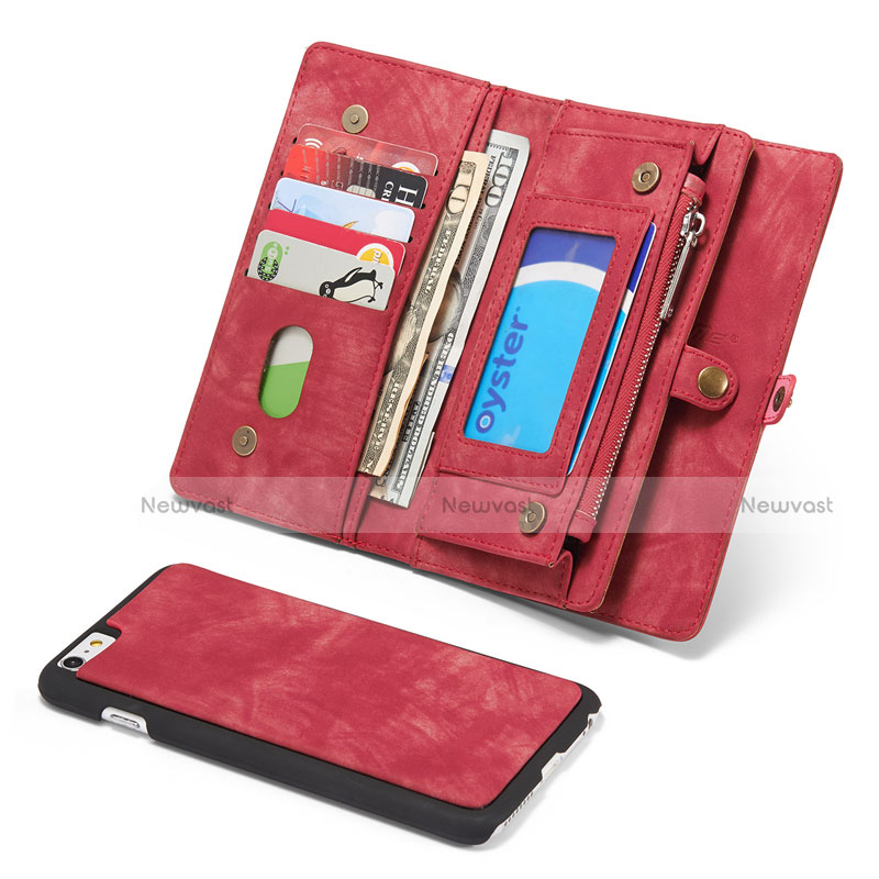 Leather Case Stands Flip Cover T03 Holder for Apple iPhone 6S Red