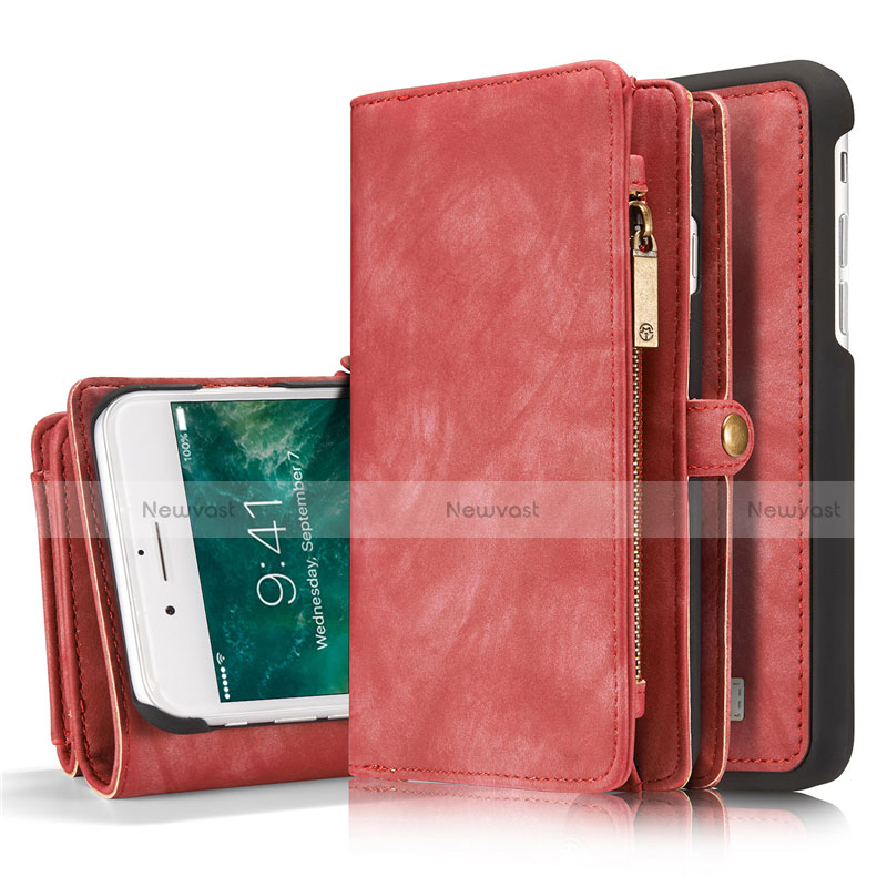 Leather Case Stands Flip Cover T03 Holder for Apple iPhone 7 Plus Red