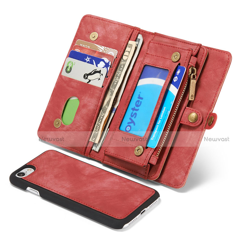 Leather Case Stands Flip Cover T03 Holder for Apple iPhone 7 Red