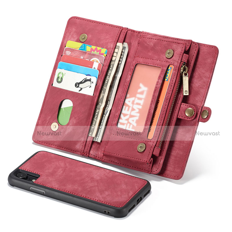 Leather Case Stands Flip Cover T03 Holder for Apple iPhone XR Red