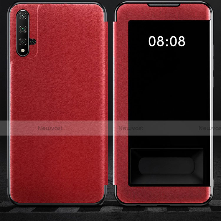 Leather Case Stands Flip Cover T03 Holder for Huawei Honor 20 Red