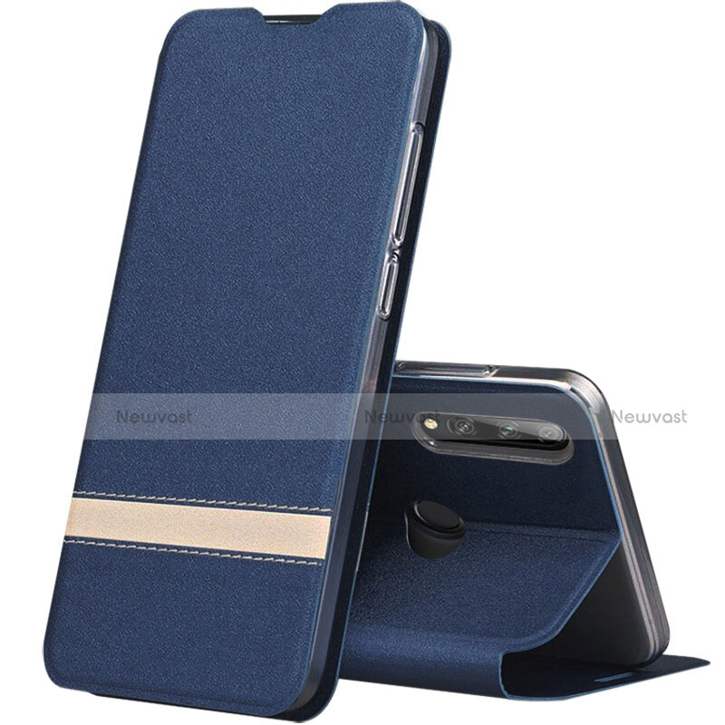 Leather Case Stands Flip Cover T03 Holder for Huawei Honor 20E Blue