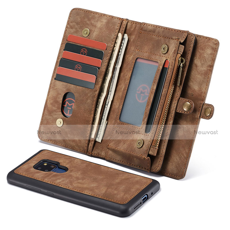 Leather Case Stands Flip Cover T03 Holder for Huawei Mate 20 Brown