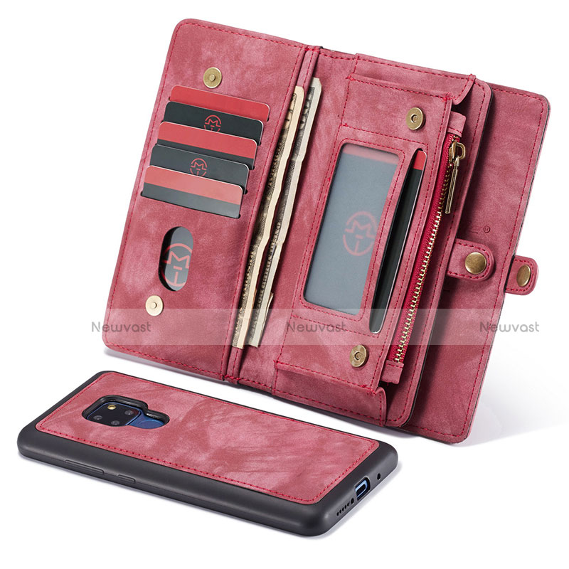 Leather Case Stands Flip Cover T03 Holder for Huawei Mate 20 Red