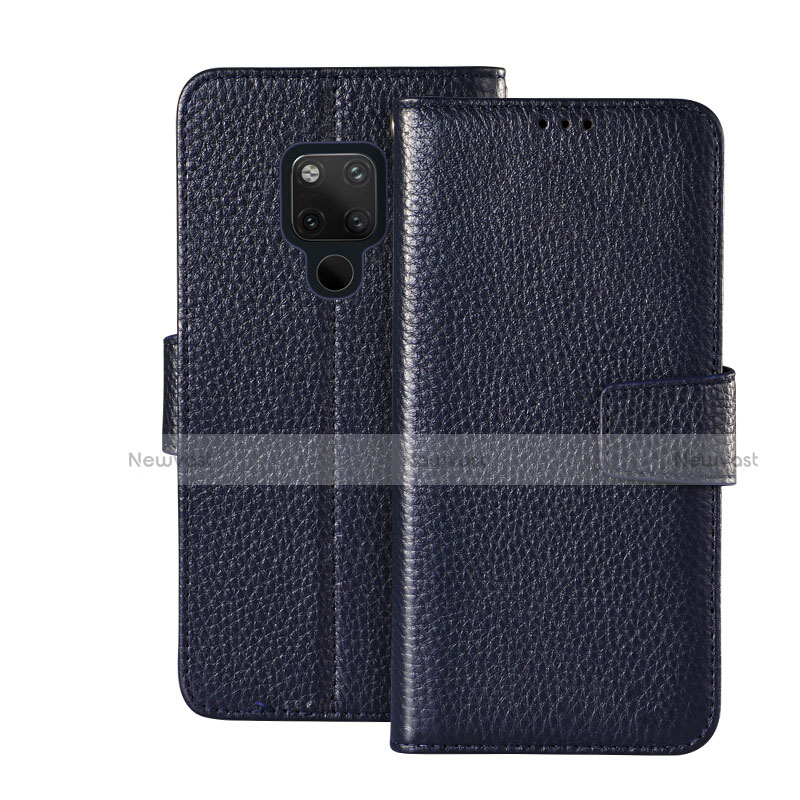 Leather Case Stands Flip Cover T03 Holder for Huawei Mate 20 X 5G Blue