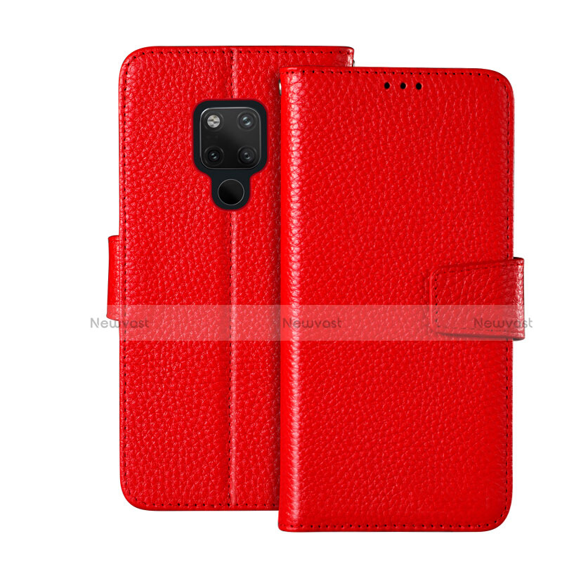 Leather Case Stands Flip Cover T03 Holder for Huawei Mate 20 X 5G Red