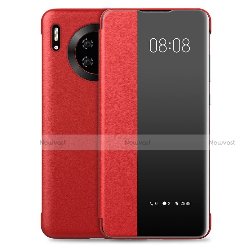 Leather Case Stands Flip Cover T03 Holder for Huawei Mate 30 Pro Red