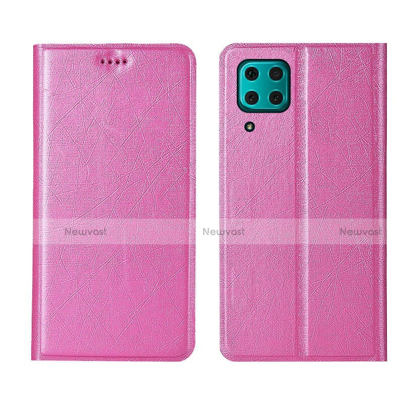 Leather Case Stands Flip Cover T03 Holder for Huawei Nova 6 SE Pink