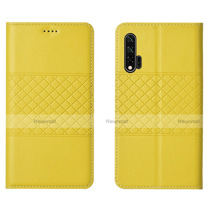 Leather Case Stands Flip Cover T03 Holder for Huawei Nova 6 Yellow