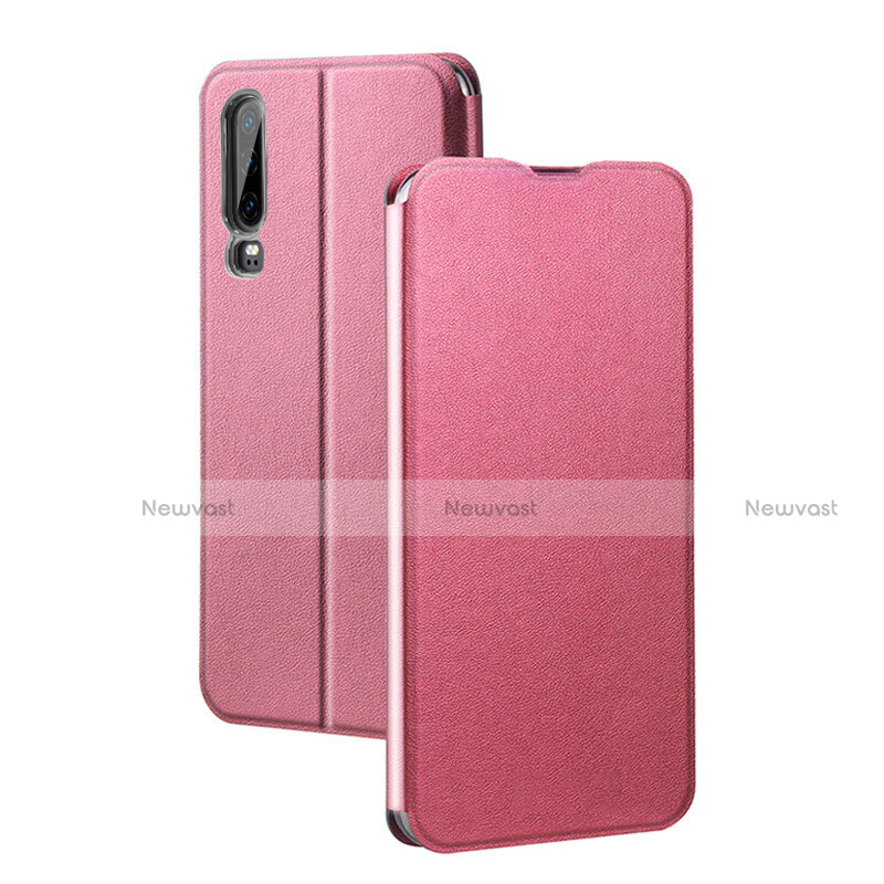 Leather Case Stands Flip Cover T03 Holder for Huawei P30 Pink