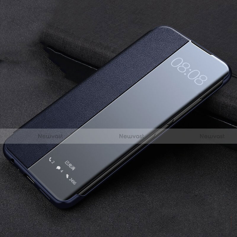 Leather Case Stands Flip Cover T03 Holder for Huawei P40 Pro Blue