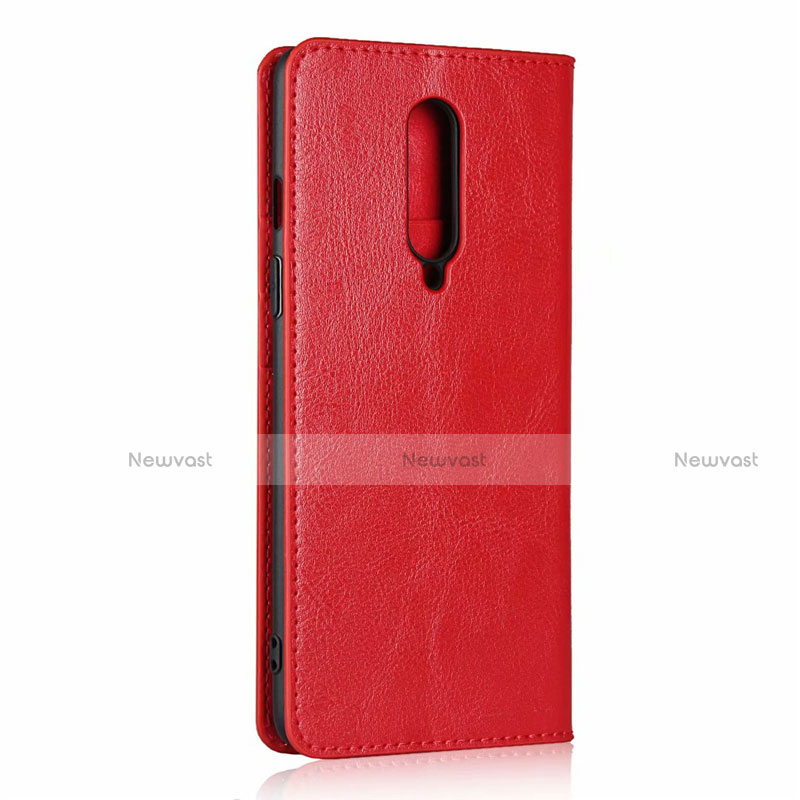 Leather Case Stands Flip Cover T03 Holder for OnePlus 8 Red