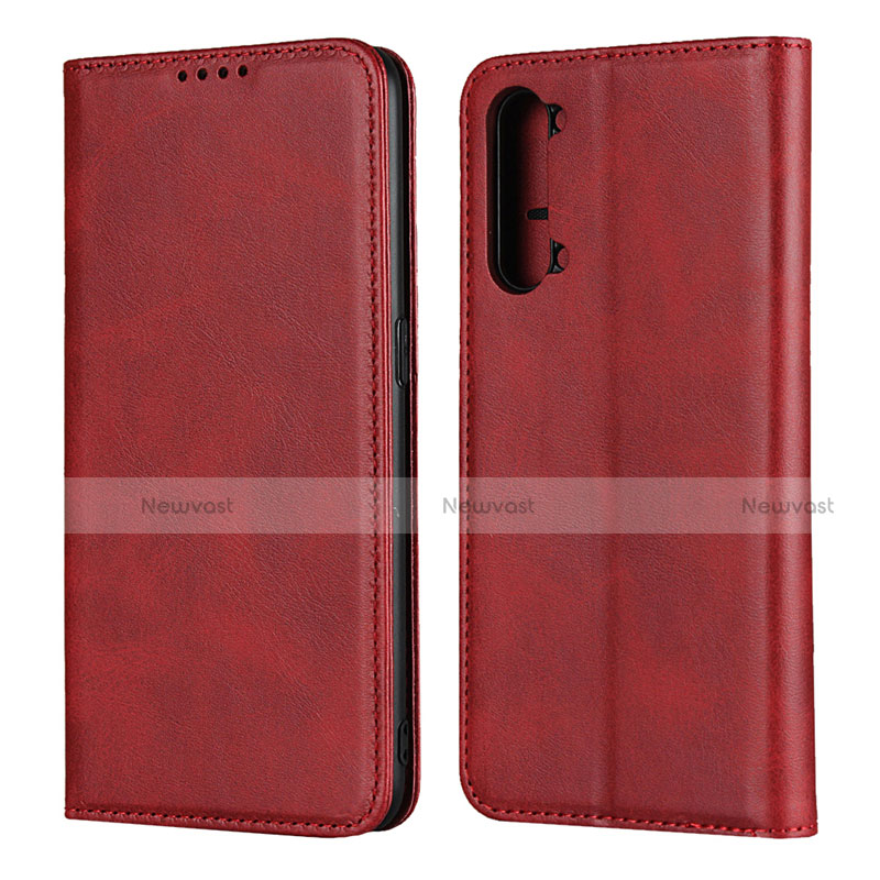 Leather Case Stands Flip Cover T03 Holder for Oppo A91 Red