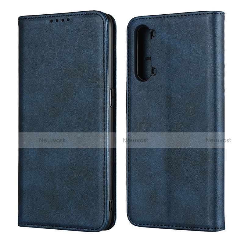 Leather Case Stands Flip Cover T03 Holder for Oppo F15 Blue