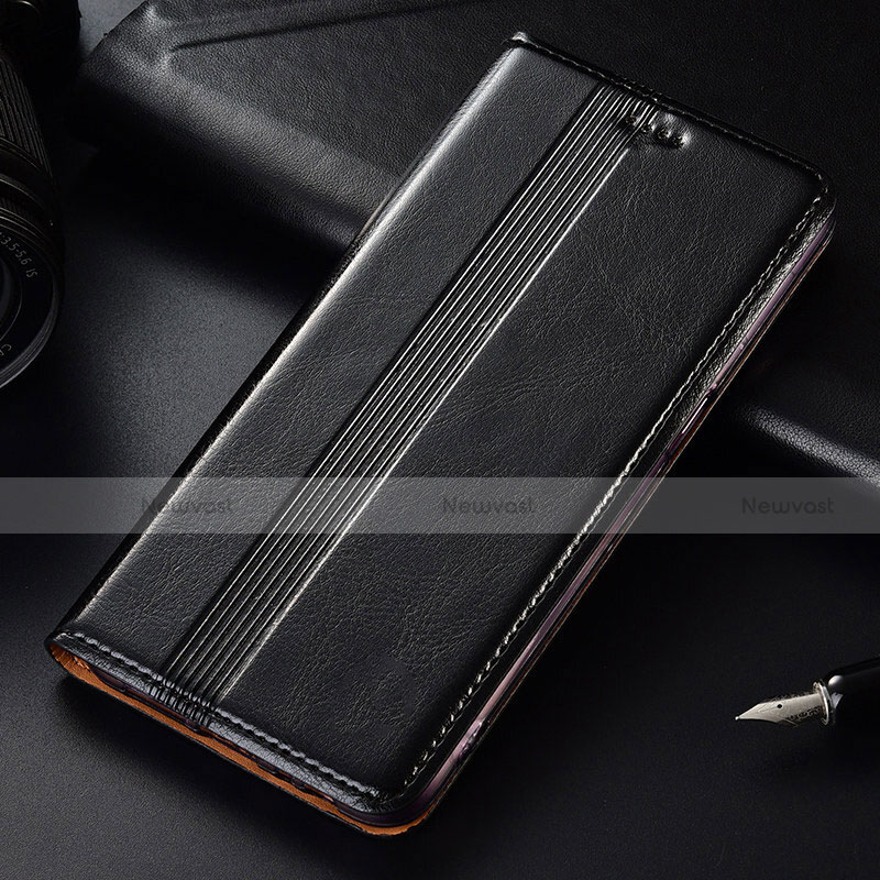 Leather Case Stands Flip Cover T03 Holder for Samsung Galaxy Note 10 Plus 5G Black