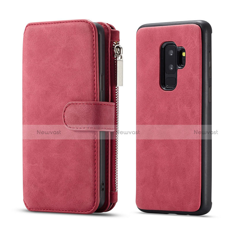 Leather Case Stands Flip Cover T03 Holder for Samsung Galaxy S9 Plus Red