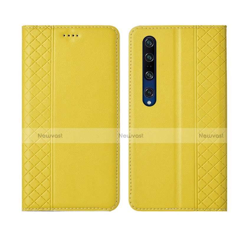 Leather Case Stands Flip Cover T03 Holder for Xiaomi Mi 10 Pro Yellow