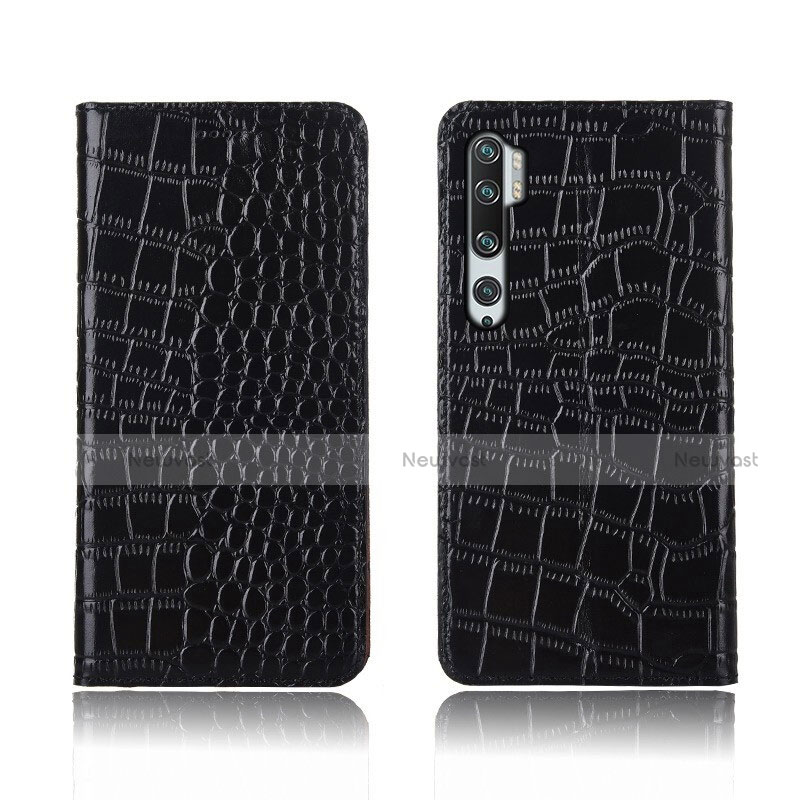 Leather Case Stands Flip Cover T03 Holder for Xiaomi Mi Note 10 Black