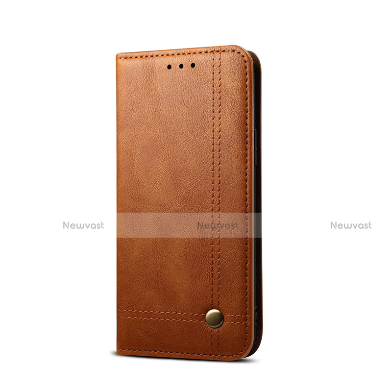 Leather Case Stands Flip Cover T03 Holder for Xiaomi Redmi 9A Light Brown