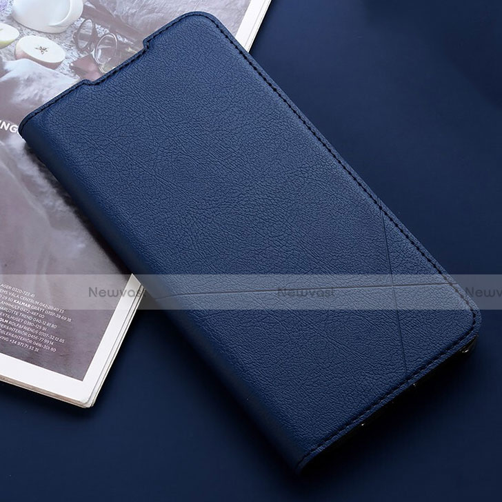 Leather Case Stands Flip Cover T03 Holder for Xiaomi Redmi Note 8 (2021) Blue