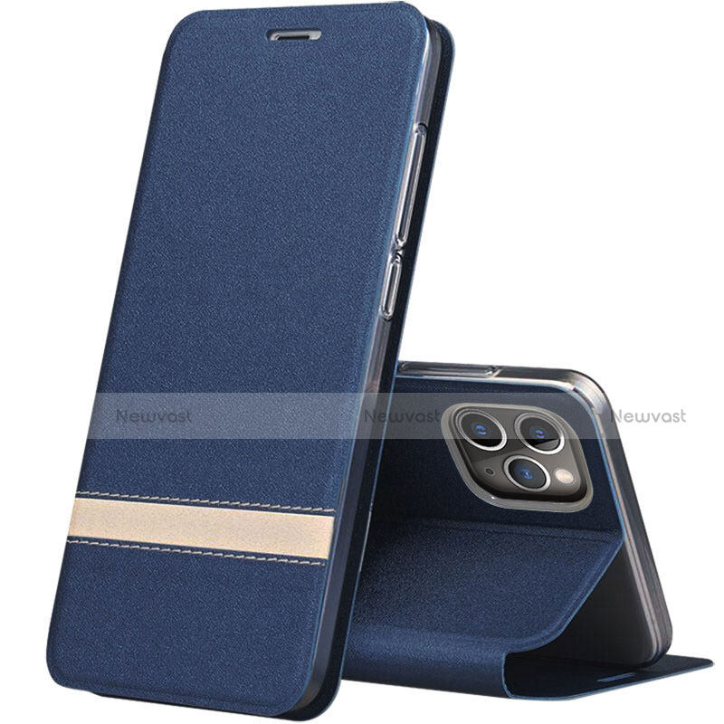 Leather Case Stands Flip Cover T04 Holder for Apple iPhone 11 Pro Max Blue