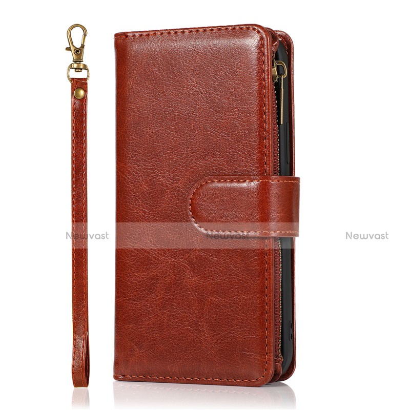 Leather Case Stands Flip Cover T04 Holder for Apple iPhone 12 Pro Brown