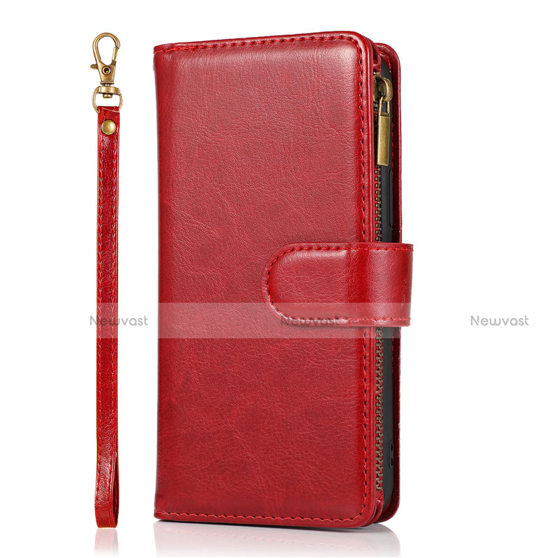 Leather Case Stands Flip Cover T04 Holder for Apple iPhone 12 Pro Max Red