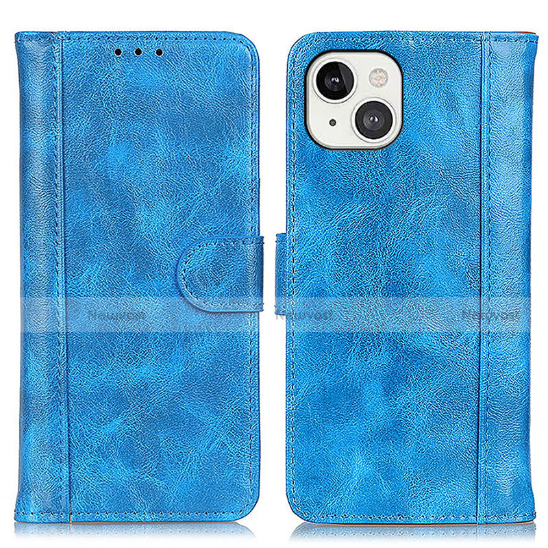 Leather Case Stands Flip Cover T04 Holder for Apple iPhone 13 Blue