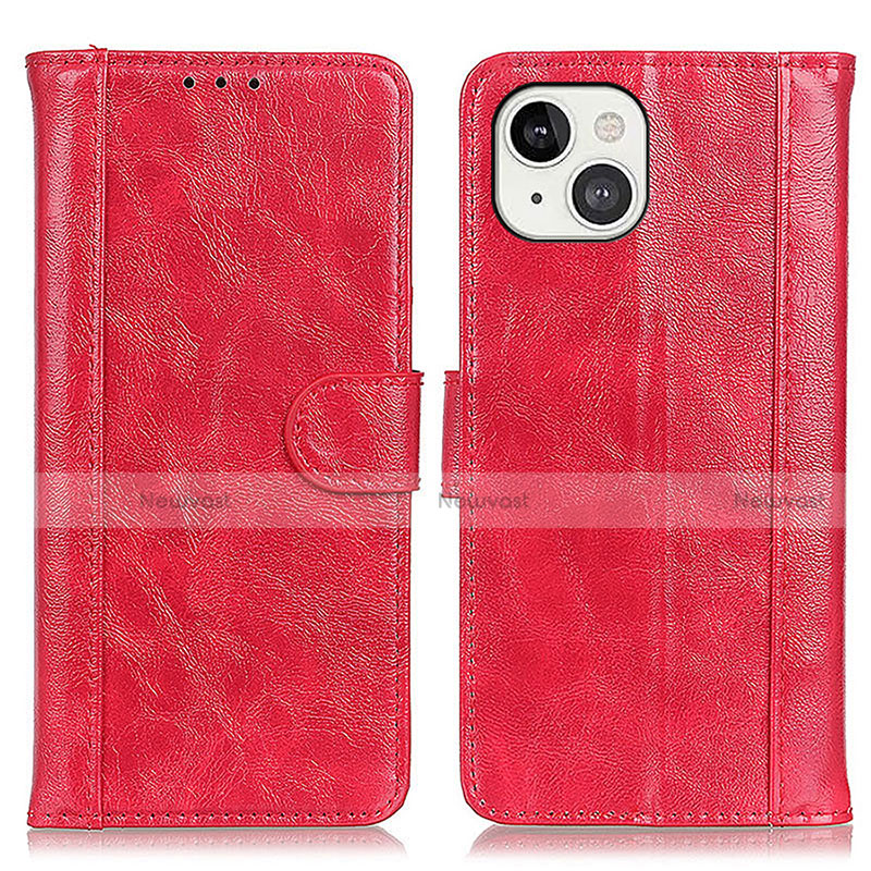 Leather Case Stands Flip Cover T04 Holder for Apple iPhone 13 Red