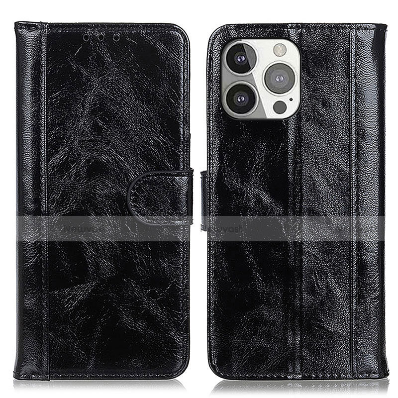 Leather Case Stands Flip Cover T04 Holder for Apple iPhone 14 Pro Black