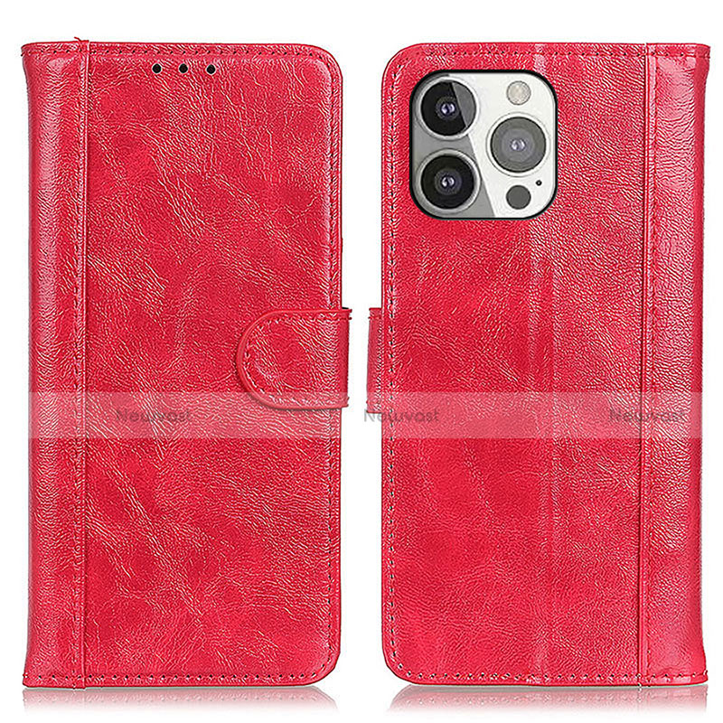 Leather Case Stands Flip Cover T04 Holder for Apple iPhone 14 Pro Max Red