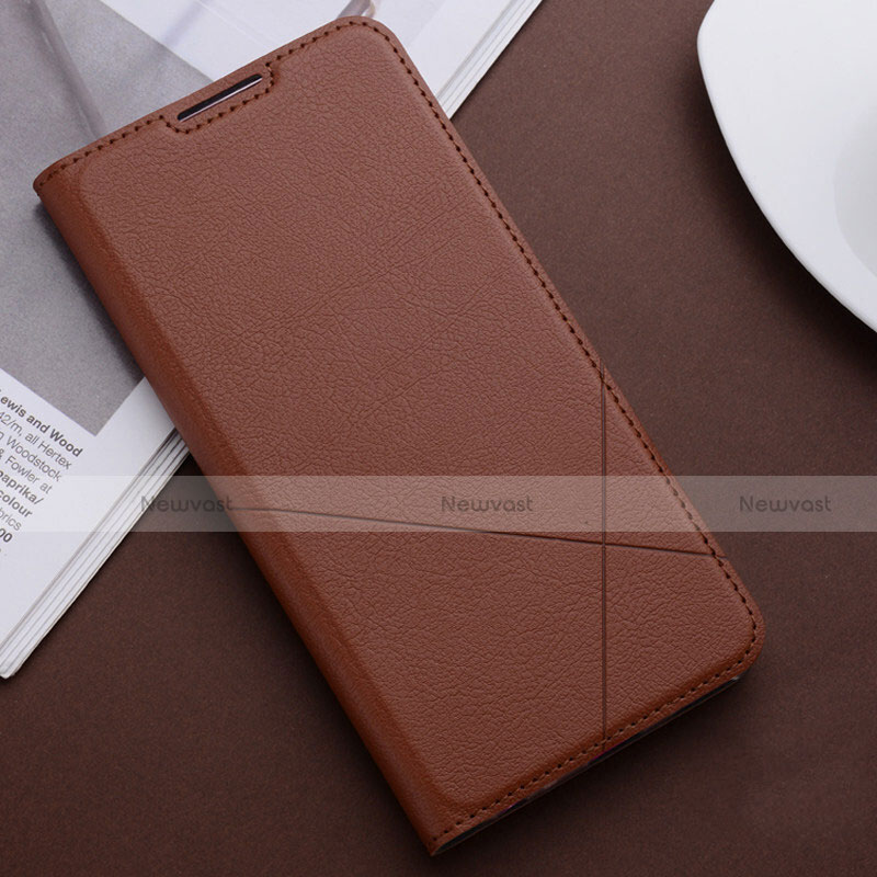 Leather Case Stands Flip Cover T04 Holder for Huawei Honor 20E Brown