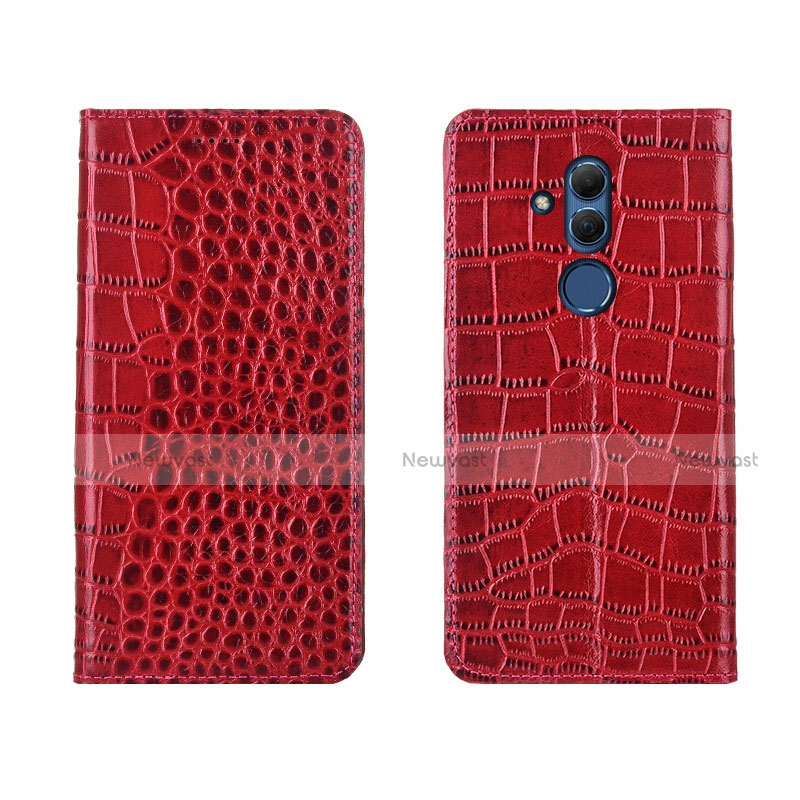 Leather Case Stands Flip Cover T04 Holder for Huawei Mate 20 Lite Red