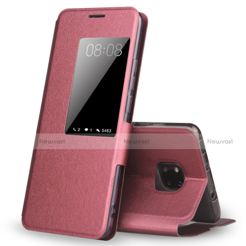 Leather Case Stands Flip Cover T04 Holder for Huawei Mate 20 Pro Pink