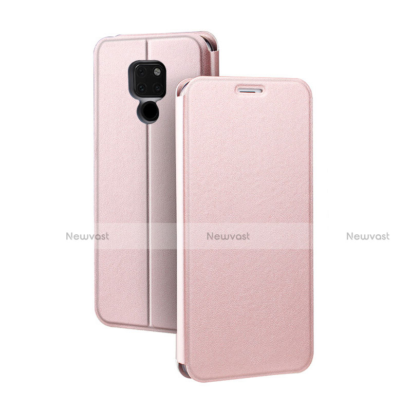 Leather Case Stands Flip Cover T04 Holder for Huawei Mate 20 X 5G Rose Gold