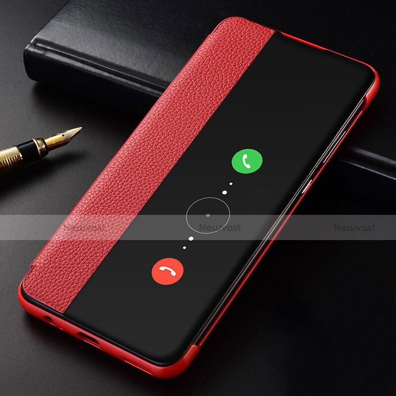 Leather Case Stands Flip Cover T04 Holder for Huawei Mate 30 5G Red