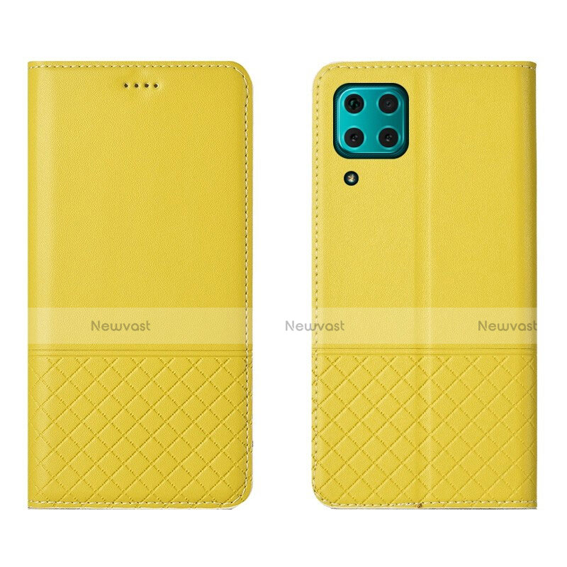 Leather Case Stands Flip Cover T04 Holder for Huawei Nova 6 SE Yellow