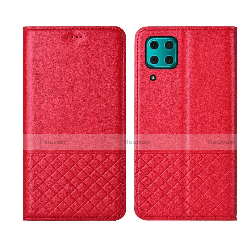 Leather Case Stands Flip Cover T04 Holder for Huawei Nova 7i Red