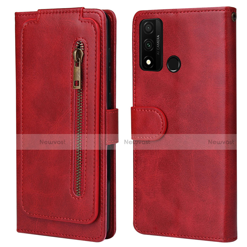 Leather Case Stands Flip Cover T04 Holder for Huawei P Smart (2020) Red