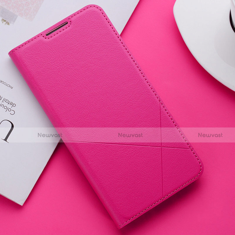 Leather Case Stands Flip Cover T04 Holder for Huawei P Smart+ Plus (2019) Hot Pink