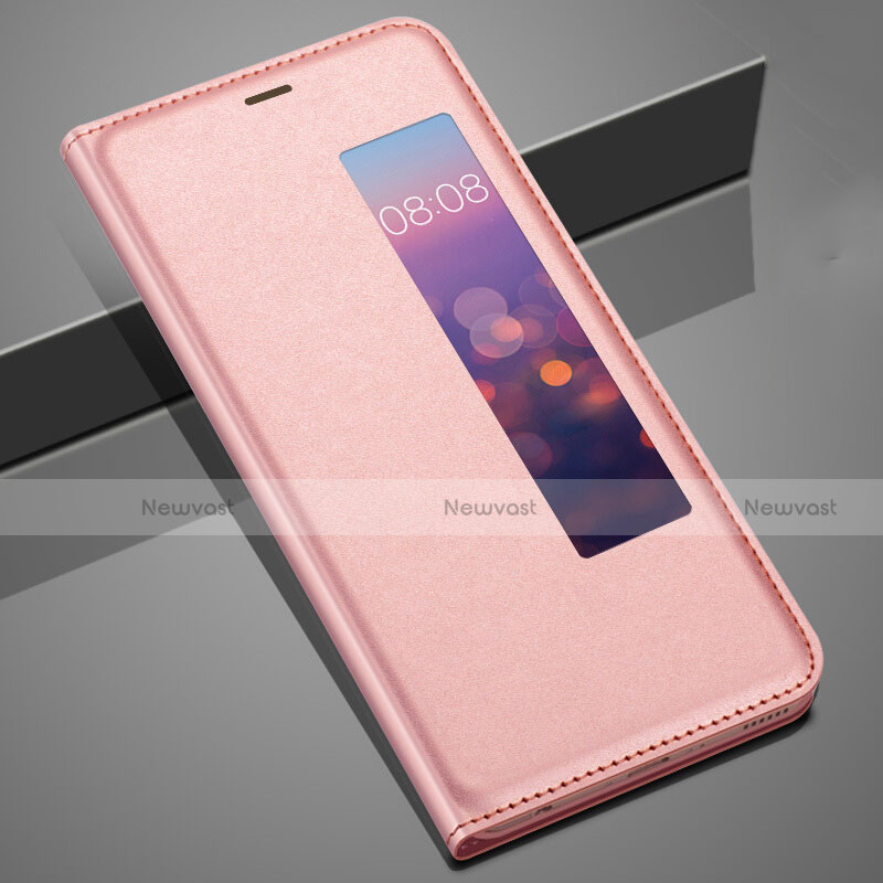 Leather Case Stands Flip Cover T04 Holder for Huawei P20 Rose Gold