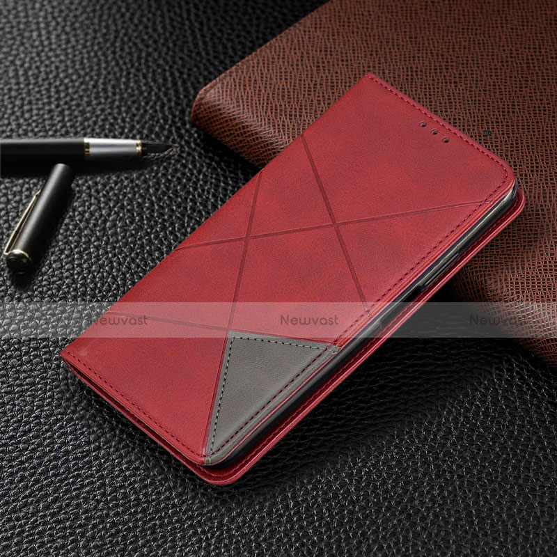 Leather Case Stands Flip Cover T04 Holder for Huawei P40 Lite 5G Red