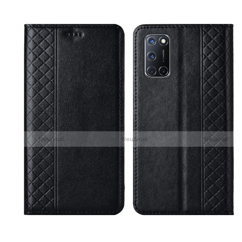 Leather Case Stands Flip Cover T04 Holder for Oppo A72 Black