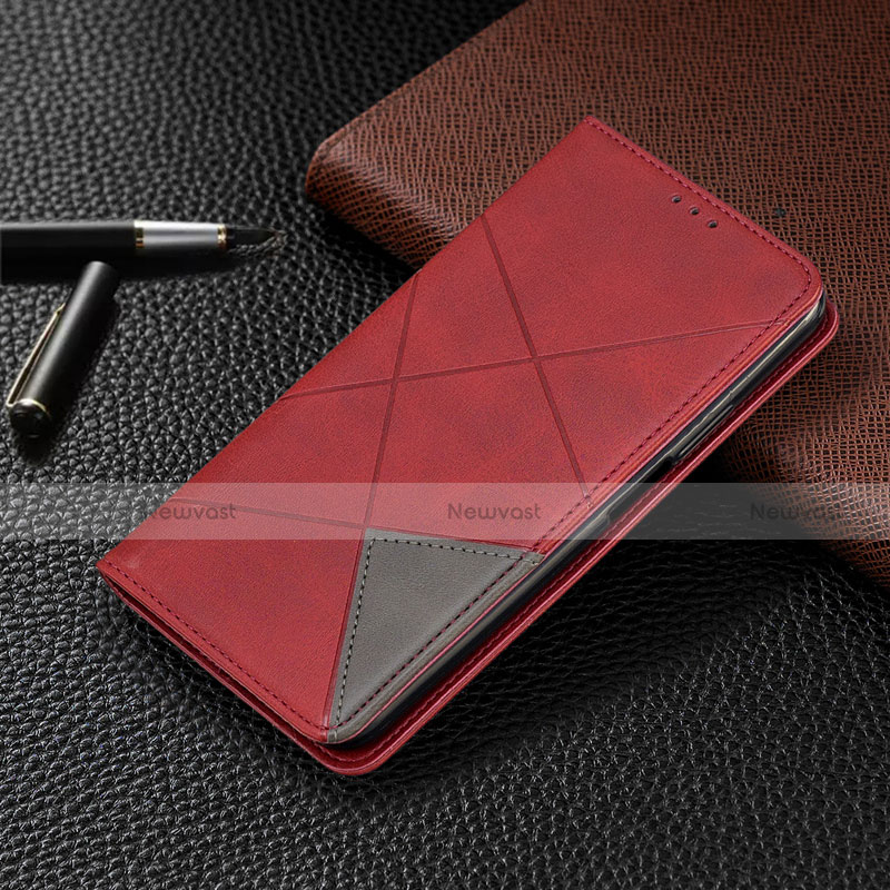 Leather Case Stands Flip Cover T04 Holder for Oppo K7 5G Red