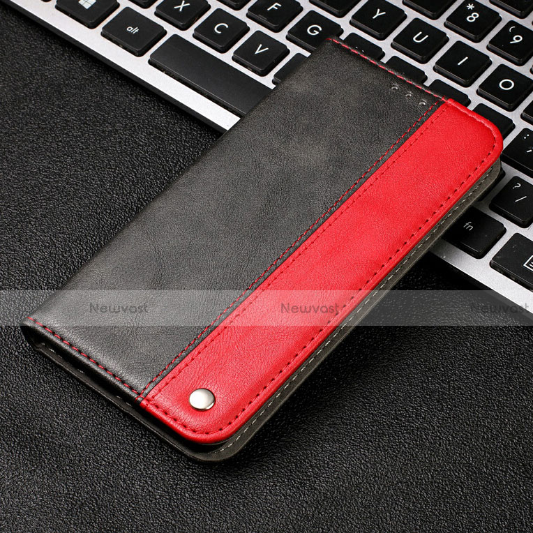 Leather Case Stands Flip Cover T04 Holder for Samsung Galaxy A90 5G Red