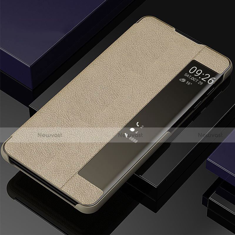 Leather Case Stands Flip Cover T04 Holder for Samsung Galaxy Note 10 Plus 5G Gold