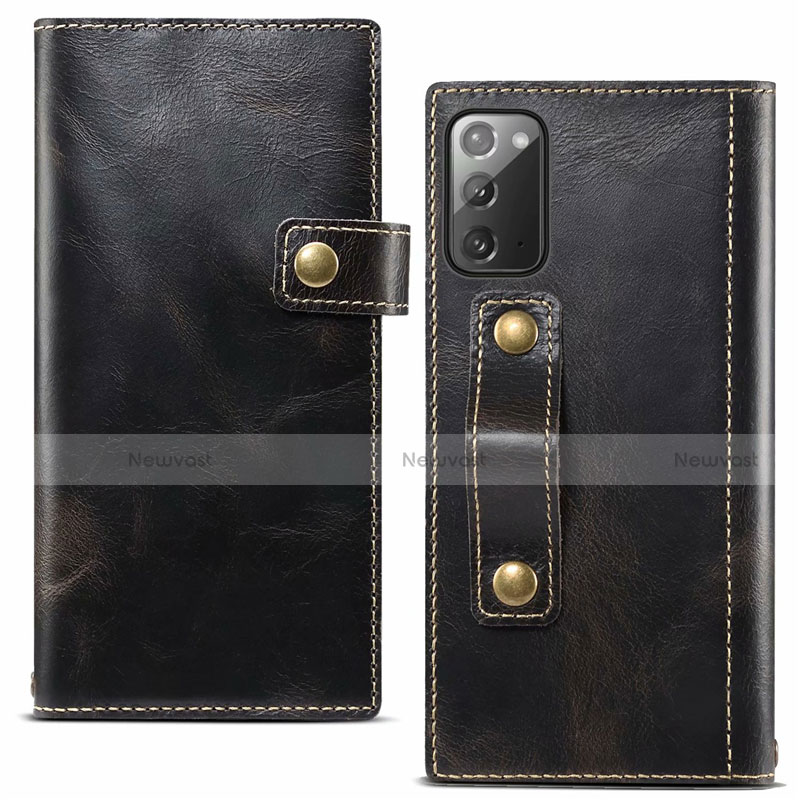 Leather Case Stands Flip Cover T04 Holder for Samsung Galaxy Note 20 5G Black