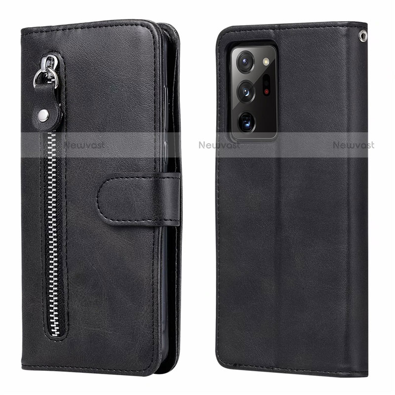 Leather Case Stands Flip Cover T04 Holder for Samsung Galaxy Note 20 Ultra 5G Black