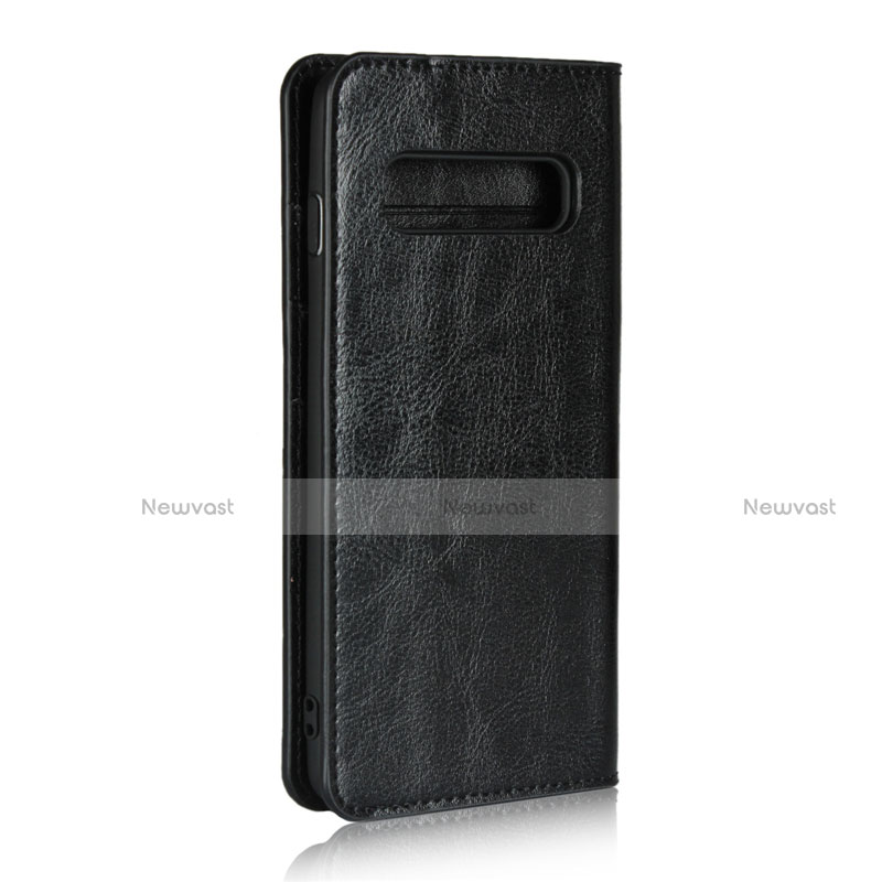 Leather Case Stands Flip Cover T04 Holder for Samsung Galaxy S10 5G Black