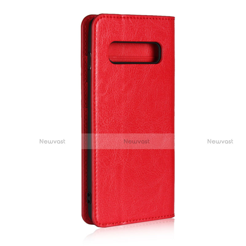 Leather Case Stands Flip Cover T04 Holder for Samsung Galaxy S10 5G Red